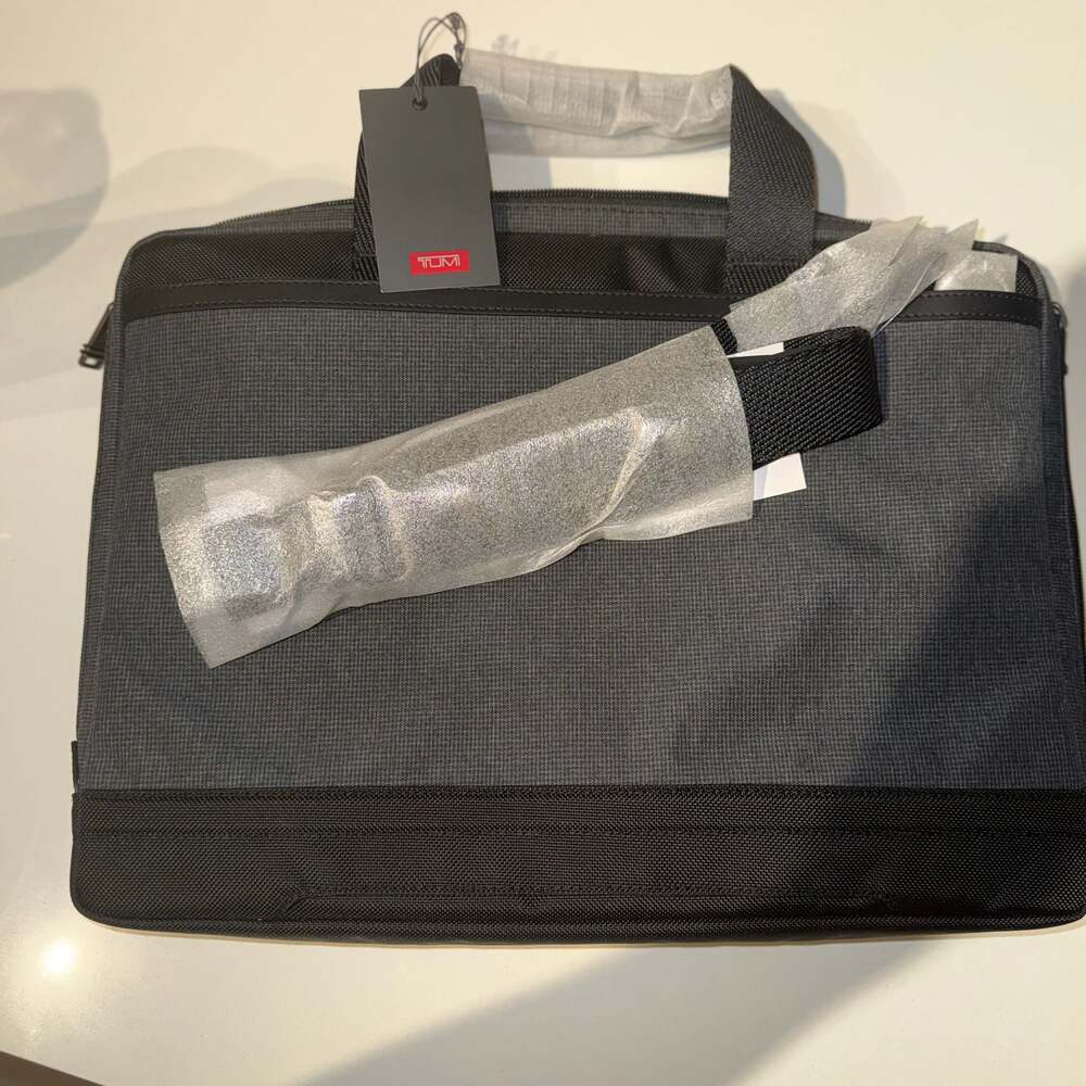 Tumi Burke Top Zip Briefcase Laptop Bag Grey - Picture 7 of 10
